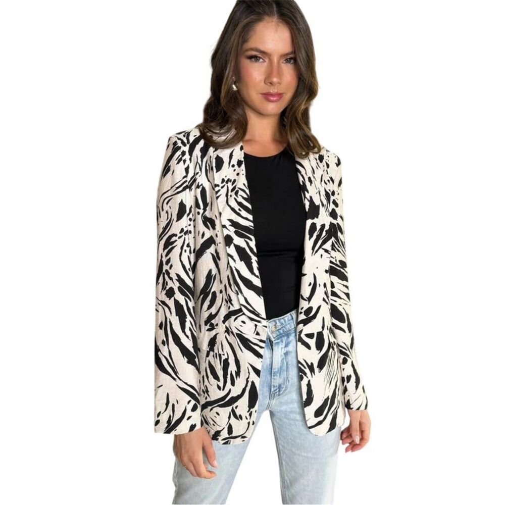 AX Paris Womens/Ladies Brush Stroke Blazer / Cream/Black